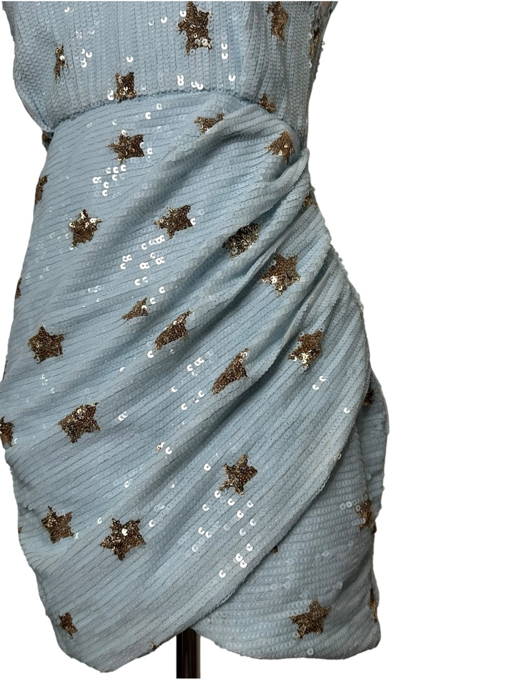 Superdown REVOLVE  Dina Light Blue Sequins Star-Embellished Mini Dres. Party. S - Picture 5 of 16
